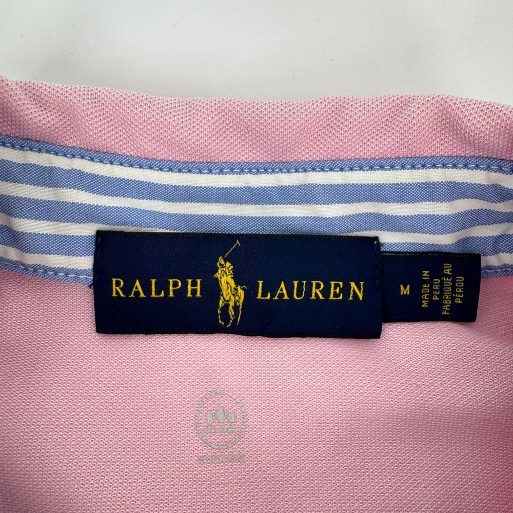 Ralph Lauren Mens Pink Short‎ Sleeve Button Down Collar Polo Shirt Size M